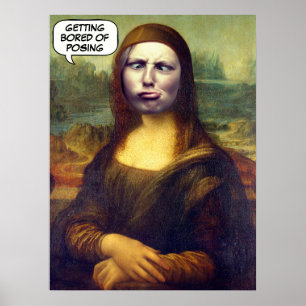 Funny Custom Mona Lisa Face in Hole Foto Poster