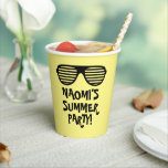 Funny custom paper cups for Summer Birthday party Pappbecher<br><div class="desc">Funny Custom Papier Tassen für Sommer Geburtstag Party. Fügen Sie Ihren eigenen personalisierten Text und Namen hinzu. Spaß Sonnenbrillen Design mit cooler Typografie. Ideal für Feiern mit Kindern oder Erwachsenen. Auch praktisch für andere Anlässe wie tropische Hochzeit, Sommer GRILLEN, Verlobung, Brautparty, Ansammlung, Wiedersehen, Girls Wochenende und mehr. Party für Zuhause...</div>