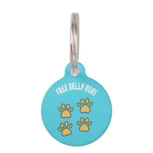 Funny Custom Pet ID Tag - "Free Belly Rubs" Haustiermarke