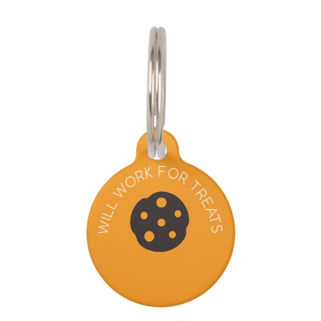 Funny Custom Pet ID Tag - "Will Work for Leckereie Haustiermarke (Vorderseite)