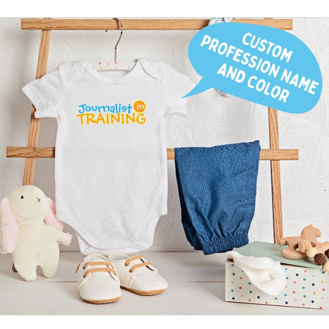 Funny Custom Professionname Blue Orange Baby Strampler (Custom funny profession name baby suit )