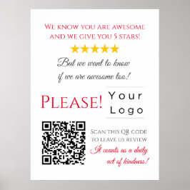 Funny Custom QR Code Business Logo Review Poster