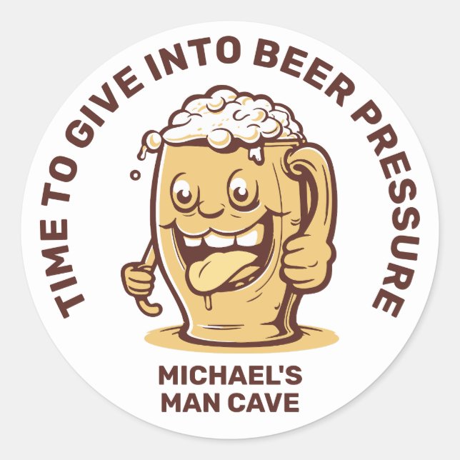 Funny Custom Text Beer Runder Aufkleber (Vorderseite)