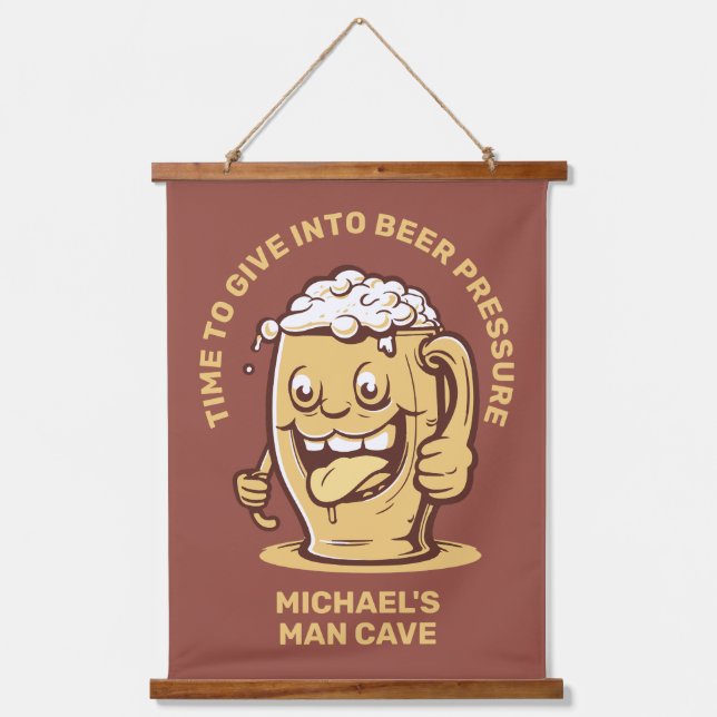 Funny Custom Text Beer Wandteppich Mit Holzrahmen (Vorderseite)
