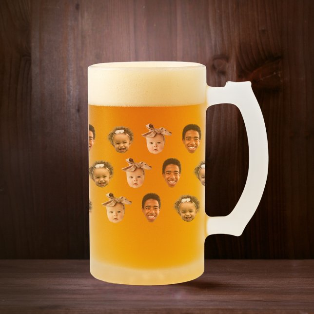 Funny Custom Vater 3 Kids Foto Mattglas Bierglas (Funny Custom Dad of 3 Kids Photo Frosted Glass Beer Mug
)