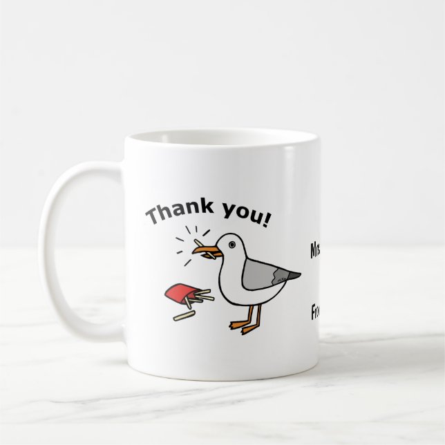 Funny Custom Vielen Dank, dass du Seagull mit Fry  Kaffeetasse (Links)