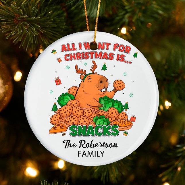 Funny Customizable Capybara Familienurlaub Dekorat Keramik Ornament (Von Creator hochgeladen)