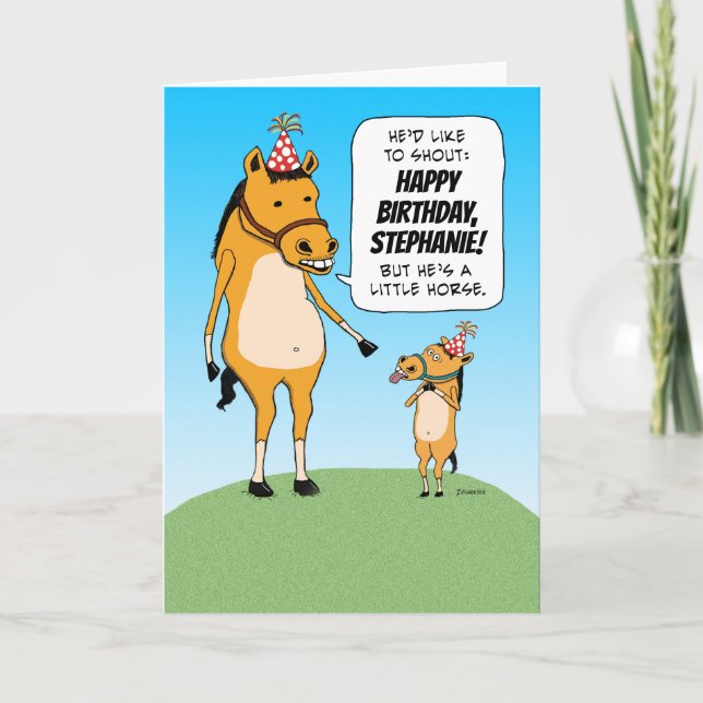 Funny Customizable Little Horse Birthday Card Karte (Vorderseite)