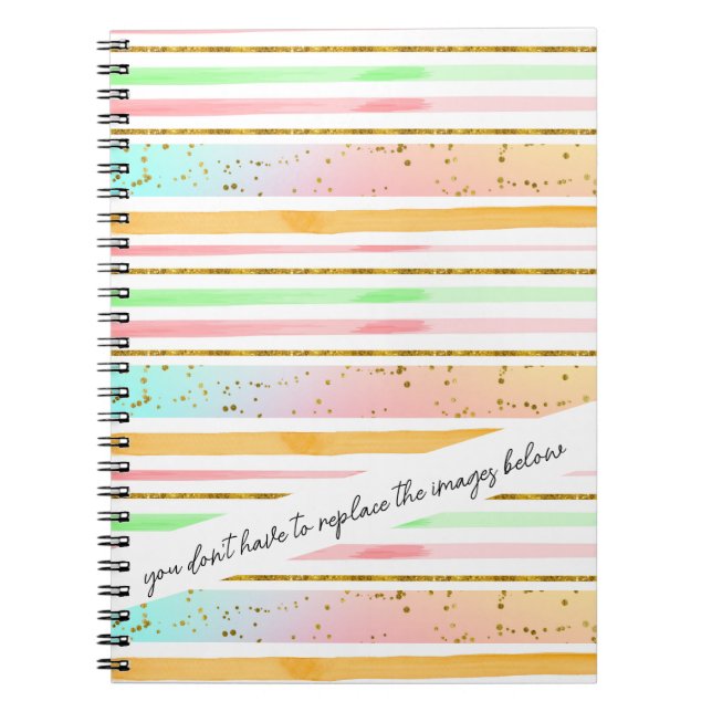 Funny Customizable Stripes Colorful Notebook Notizblock (Vorderseite)