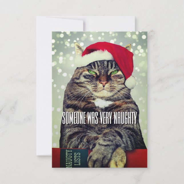 Funny cute angry cat Christmas card Dankeskarte (Vorderseite)