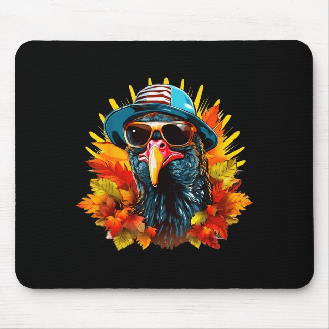 Funny Cute Autumn Thanksgiving Turkey Christmas Au Mousepad (Vorne)