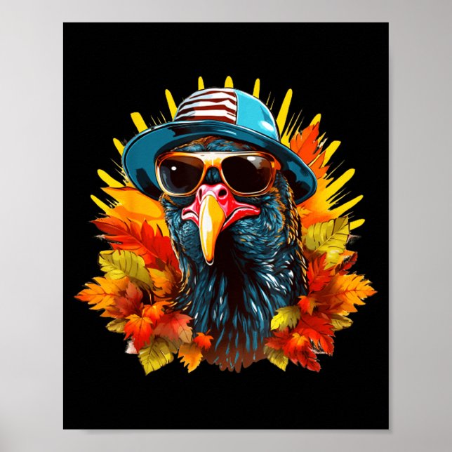 Funny Cute Autumn Thanksgiving Turkey Christmas Au Poster (Vorne)