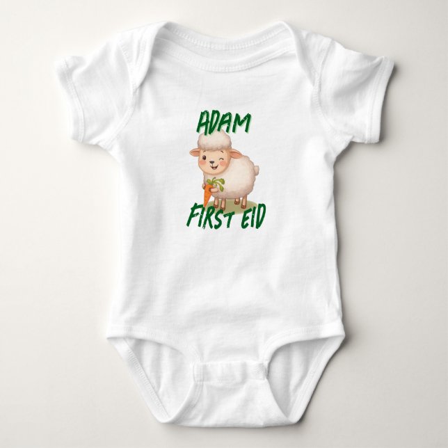 Funny cute Baby First Eid Adha funny Baby Name Strampler (Vorderseite)