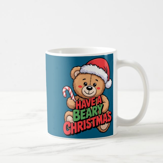 Funny Cute Bear Pun Holiday Xmas Have A Beary Chri Kaffeetasse (Rechts)