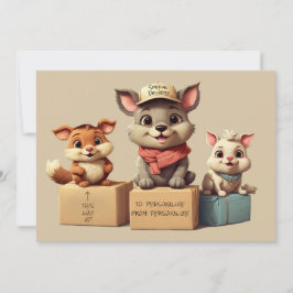 Funny Cute Cartoon Animals Delivery  Any Occasion Feiertagskarte