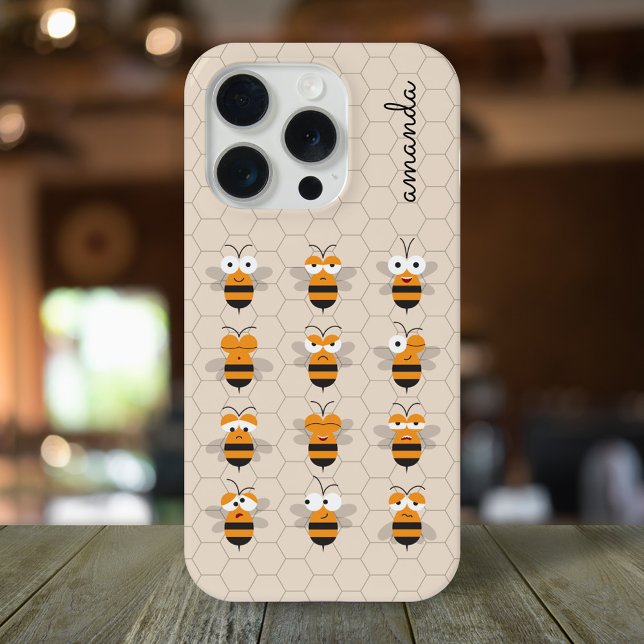 Funny Cute Cartoon Honey Bees Honeycomb iPhone Hülle (Von Creator hochgeladen)