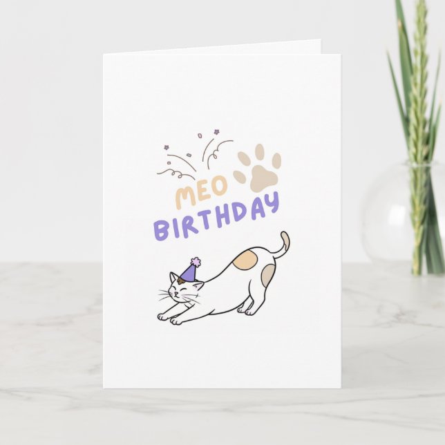 Funny cute cat birtday card karte (Vorderseite)