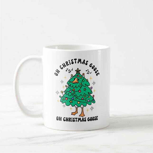 Funny Cute Christmas Goose Kaffeetasse (Links)