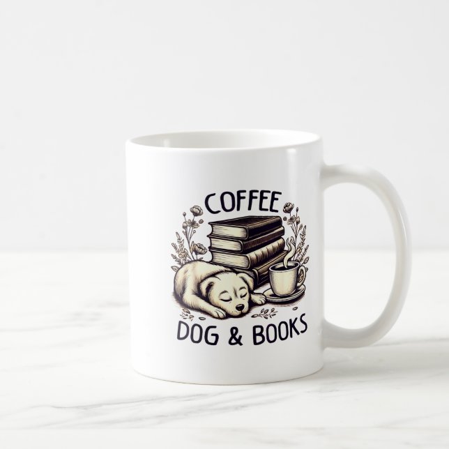 Funny Cute Coffee Dog Books Lover Women Men Kids  Kaffeetasse (Rechts)