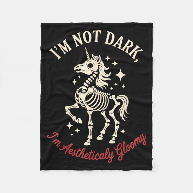 Funny Cute Creepy Unicorn Skeleton Dark Humor Goth Fleecedecke (Vorderseite)