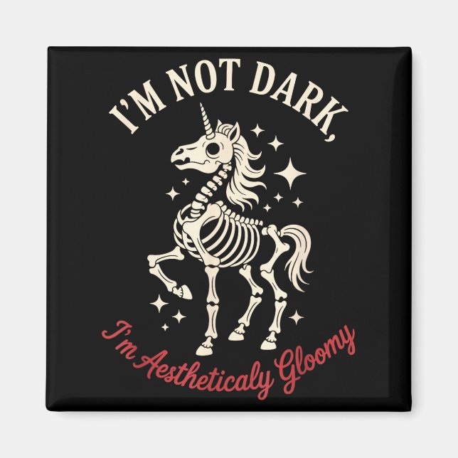 Funny Cute Creepy Unicorn Skeleton Dark Humor Goth Magnet (Vorne)