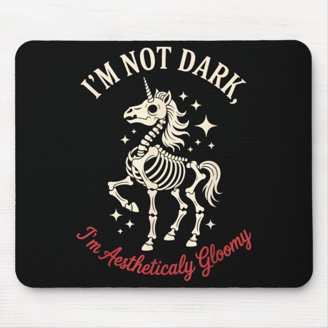 Funny Cute Creepy Unicorn Skeleton Dark Humor Goth Mousepad (Vorne)