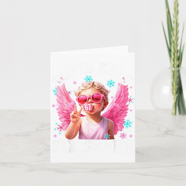 Funny Cute Cud Says Six Seven Valentine's Day 67 M Karte (Vorderseite)