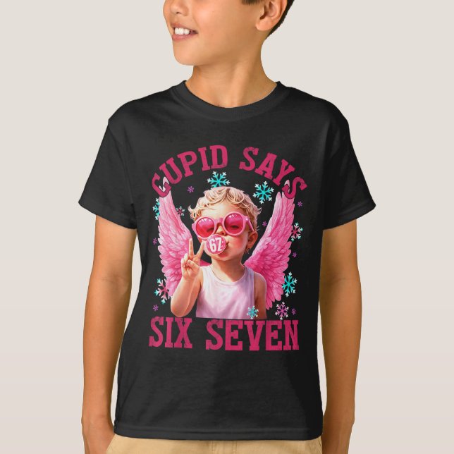 Funny Cute Cud Says Six Seven Valentine's Day 67 M T-Shirt (Vorderseite)