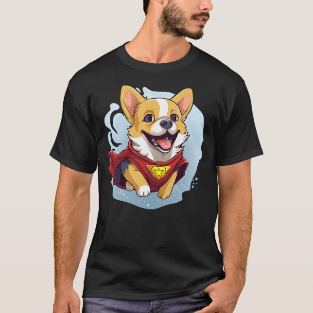 Funny Cute Dog Kawaii Superhero Super Corgi Hero C T-Shirt (Vorderseite)