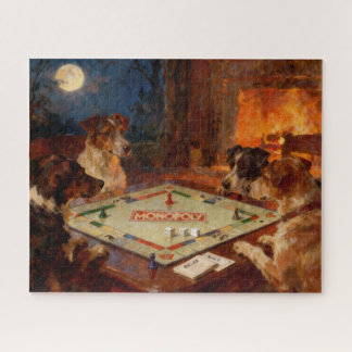 Funny Cute Dogs Playing A Board Game Puzzle