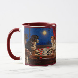 Funny Cute Dogs Playing Checkers Gift Coffee Tasse