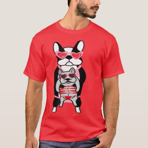Funny Cute French Bull Dog Valentines Day with Mom T-Shirt