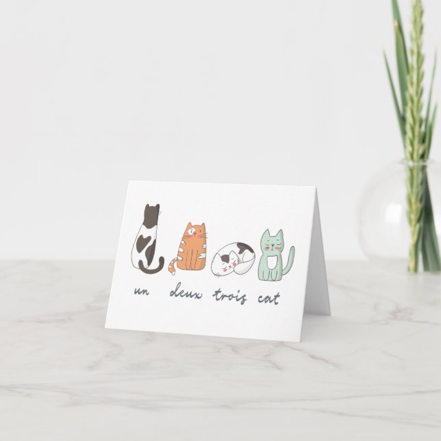 Funny Cute French Cat Card Dankeskarte (Vorderseite)