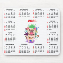 Funny Cute Frenchie Dog Calendar  Mousepad