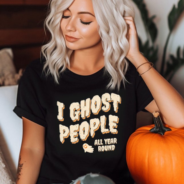 Funny Cute Ghost People Halloween Orange T-Shirt (Von Creator hochgeladen)