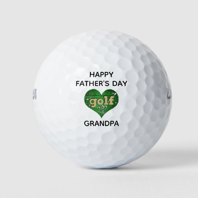 Funny Cute Grandpa Fathers Day Heart Golfer Golfball (Vorderseite)