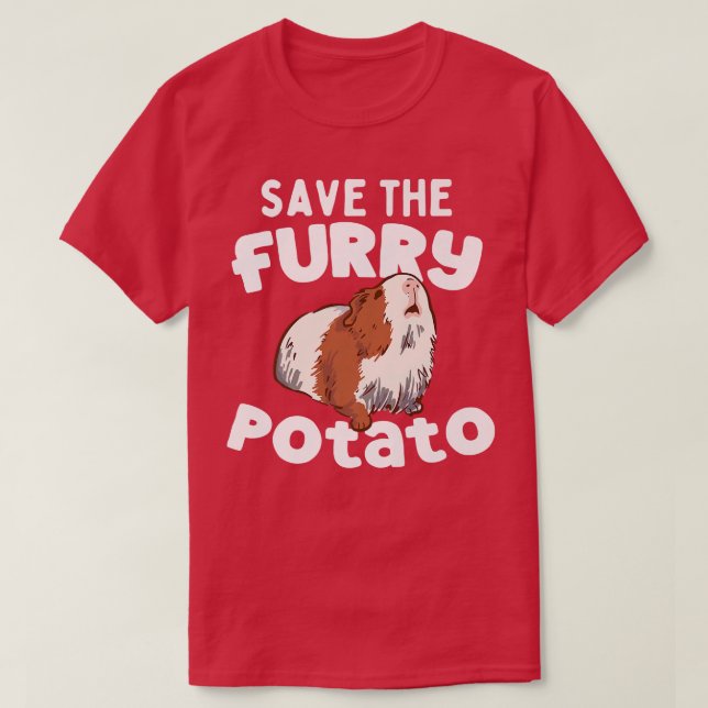 Funny Cute Guinea Pig Save The Furry Potato Premiu T-Shirt (Design vorne)