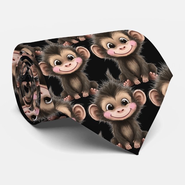 Funny Cute Monkey Kawaii Neck Tie Krawatte (Gerollt)