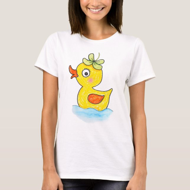 Funny Cute Odd Duck with Clover Hat Graphic  T-Shirt (Vorderseite)