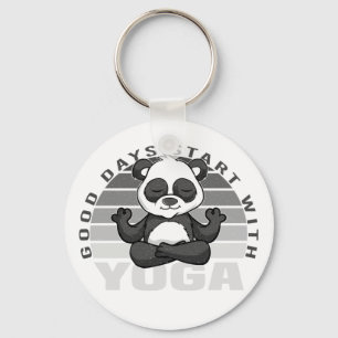 Funny cute panda doing yoga. funny yoga poses schlüsselanhänger