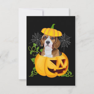 Funny Cute Pumpkin Halloween Beagle Witch Pumpkin RSVP Karte