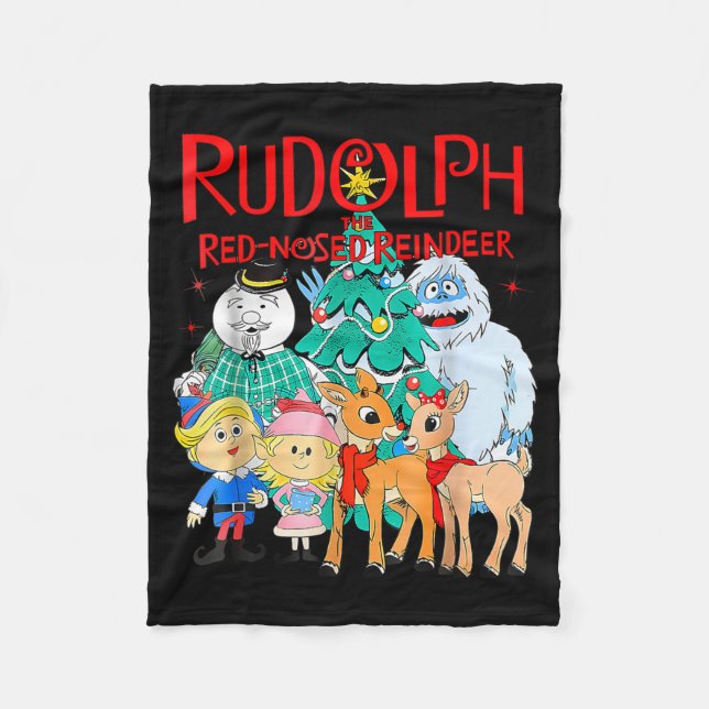 Funny Cute Rudolph The Red Nosed Reindeer Christma Fleecedecke (Vorderseite)