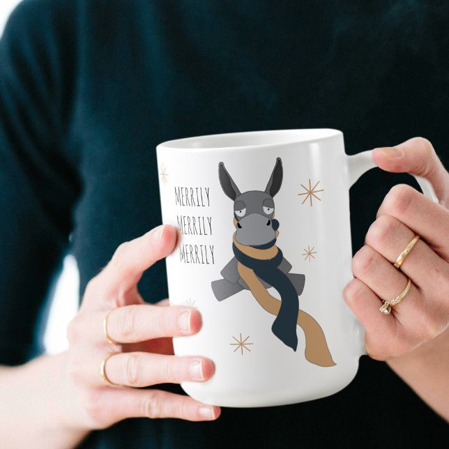 Funny Cute Sarcastically Merry Winter Donkey  Kaffeetasse (Von Creator hochgeladen)