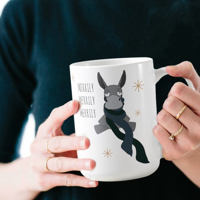 Funny Cute Sarcastically Merry Winter Donkey  Kaffeetasse (Von Creator hochgeladen)