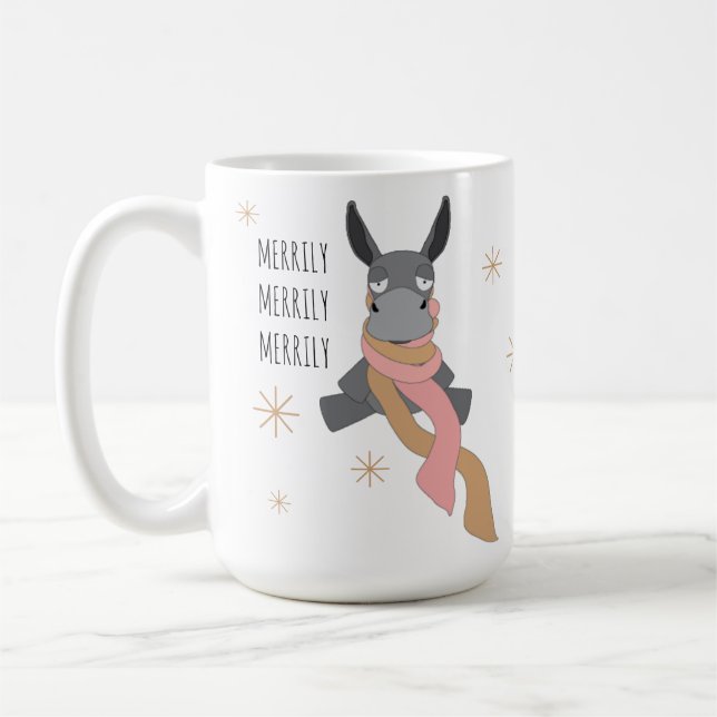 Funny Cute Sarcastically Merry Winter Donkey  Kaffeetasse (Links)