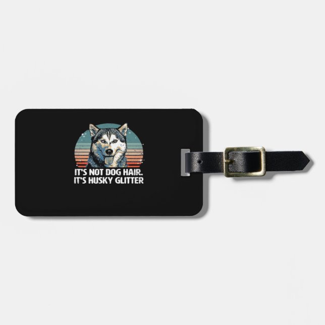 Funny & Cute Siberian Husky Dog Glitter Classic T- Gepäckanhänger (Vorderseite horizontal)
