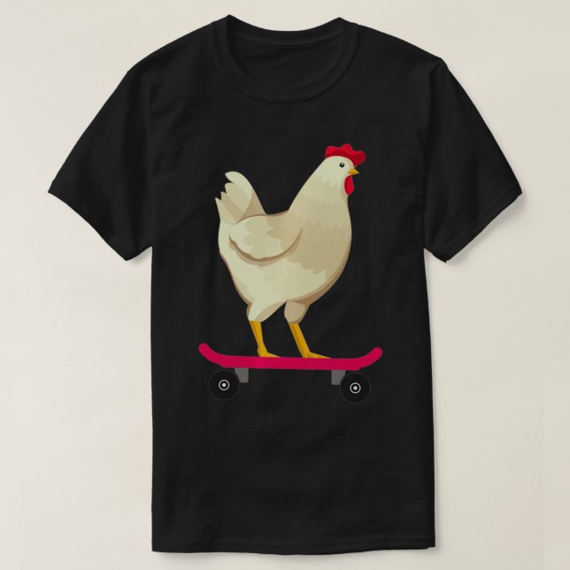 Funny Cute Skateboarding Chicken Animal Gift  T-Shirt (Design vorne)