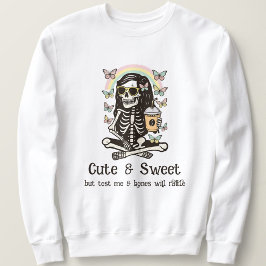 Funny Cute Sweet Skeleton Butterflies Halloween  Sweatshirt