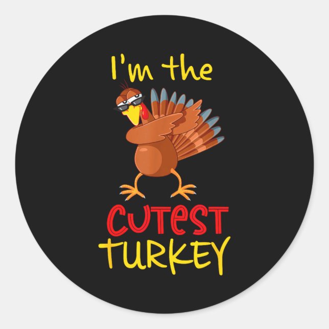 Funny Cutest Turkey Matching Family Group Thanksgi Runder Aufkleber (Vorderseite)