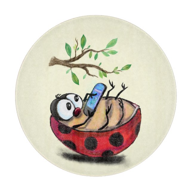 Funny Cutting Board Happy Ladybug mit Telefon Schneidebrett (Vorderseite)
